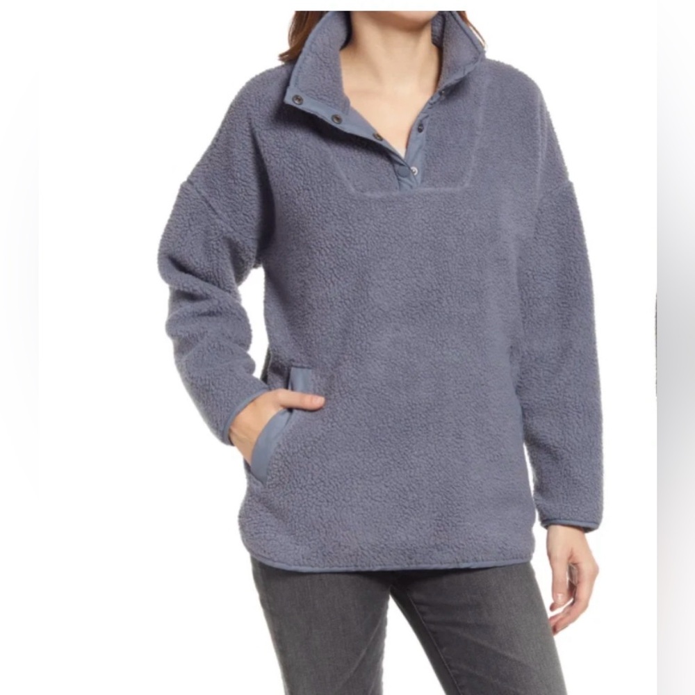 Madewell (Re)sourced Fleece Popover Tunic Jacket Sweet Dahlia Size Medium